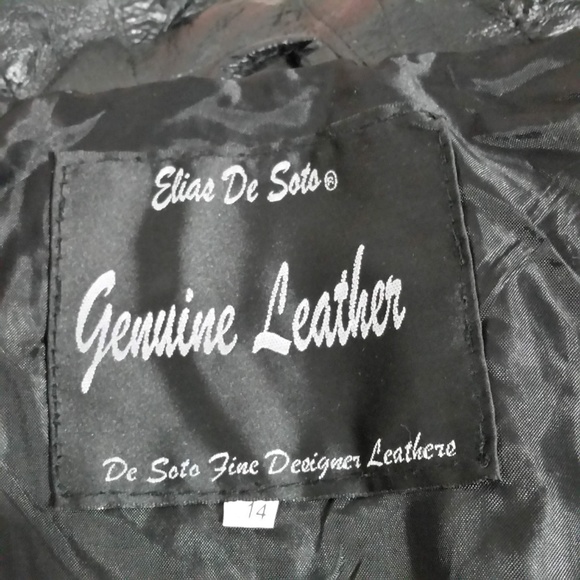 ELIAS DE SOTO LEATHER  Motorcycle Bomber Jacket  Youth 14 - Picture 7 of 8